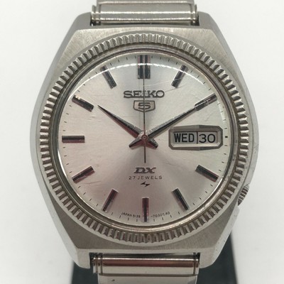 Vintage Seiko 5 DX Day/Date Silver Automatic 27J Mens Watch 5139-7030 #W137  | eBay
