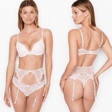 MEDIUM LARGE Victoria  s Secret Bridal Bride white nude high waist garter belt