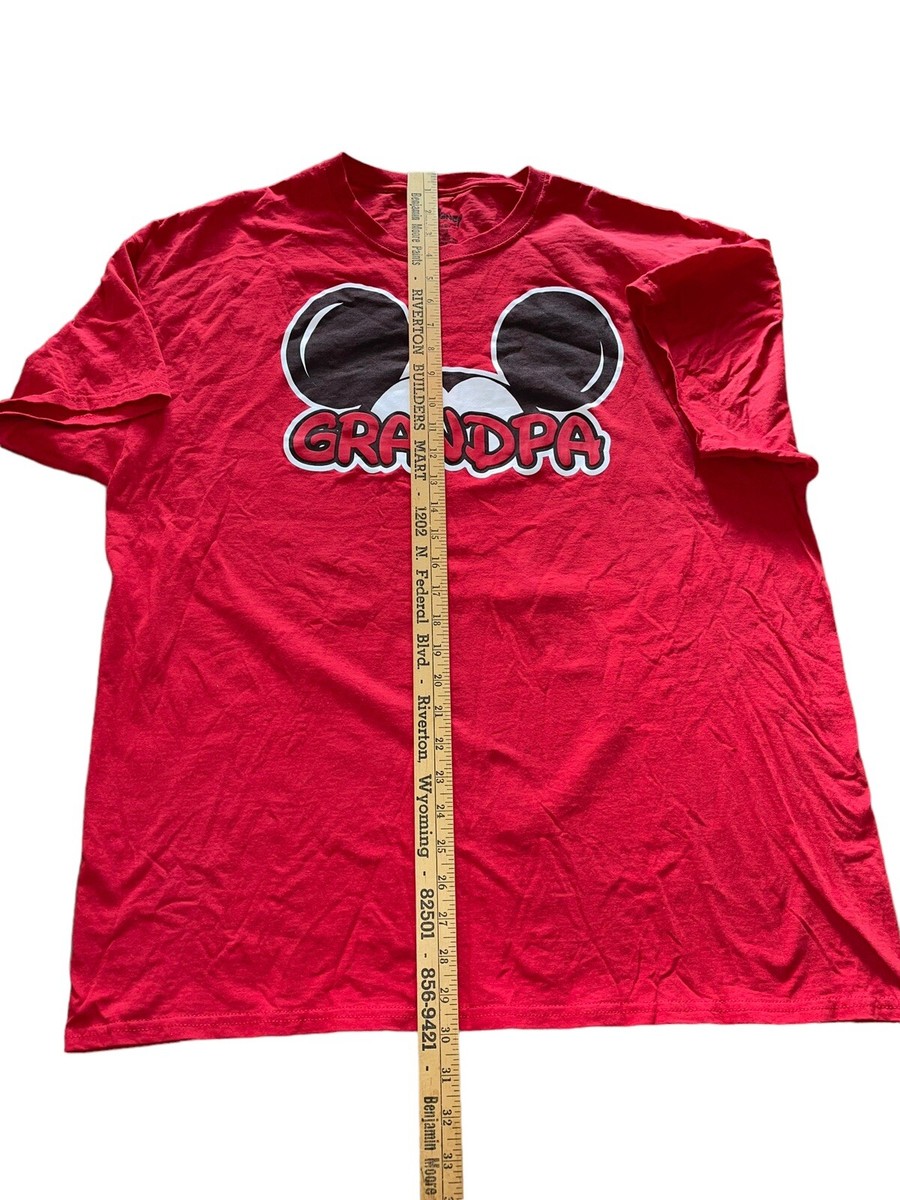 Disney T Shirt Mens XL Red Grandpa Short Sleeve Mickey Mouse