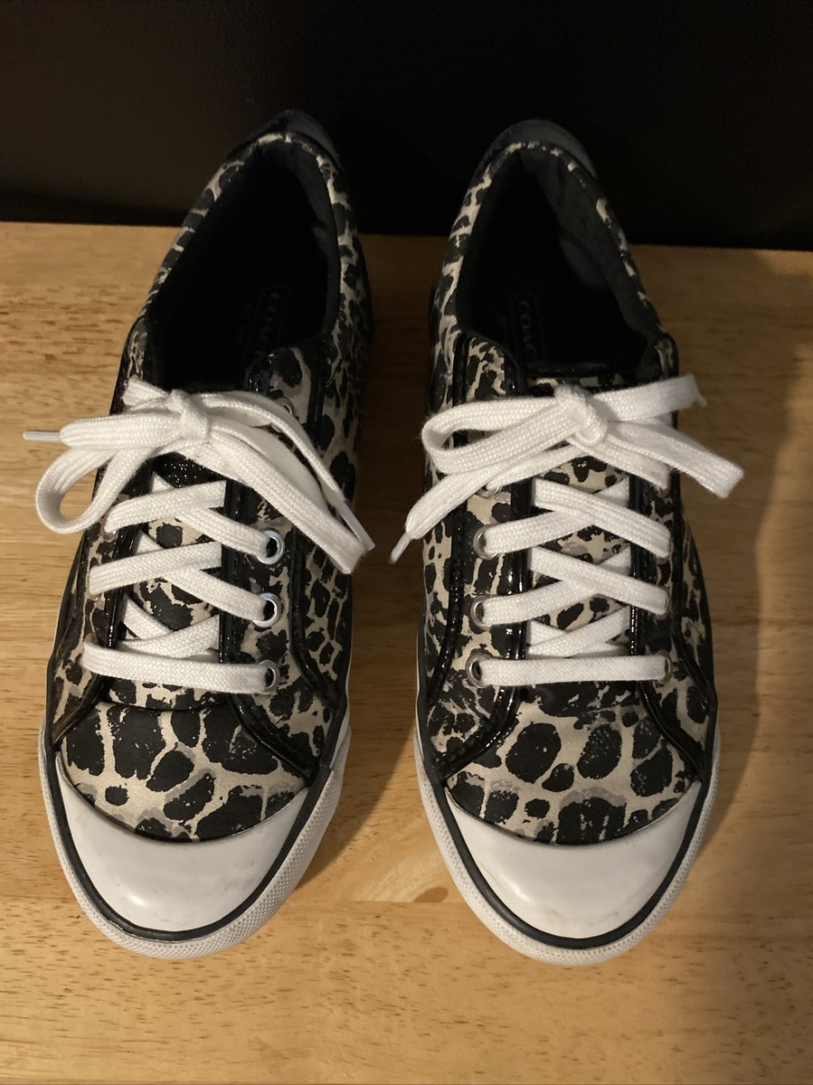 Coach Womens Shoes Leopard Print Barrett Low Top Sneakers Size