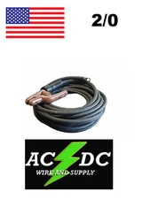 25' Ft 2/0 Welding Cable Lead with Stinger & Lug BLACK