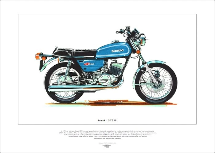 SUZUKI GT250 Motorcycle Fine Art Print Classic 250cc twin