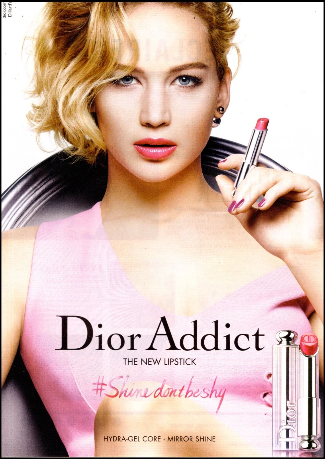 Publicité magazine 2015 DIOR ADDICT rouge à lèvres neuf, avec Jennifer Lawrence adorable ! 011225