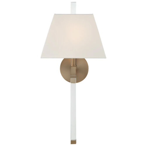 Crystorama Wall Sconce Light w/ Silk Shade Aged Brass 22" Tall Renee REN-261-AG - Picture 1 of 8