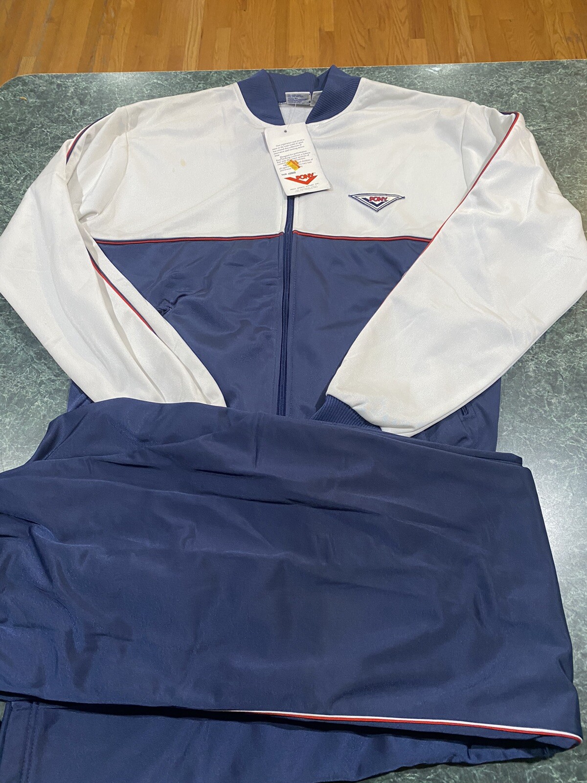 Giacca e pantaloni tuta vintage PONY 2 pezzi blu navy taglia media *NUOVI*