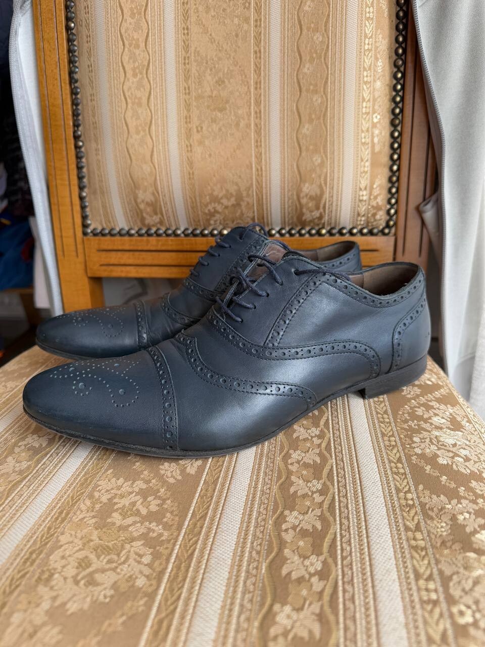 YVES SAINT LAURENT BLU OXFORD BROGUE STRINGATA MADE IN ITALY TAGLIA EU 39 1 2