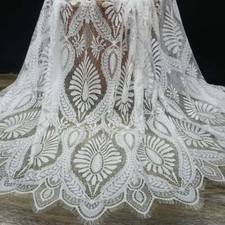 French Eyelash lace fabric Soft Large Leaf Pattern Wedding Chantilly lace Fabric