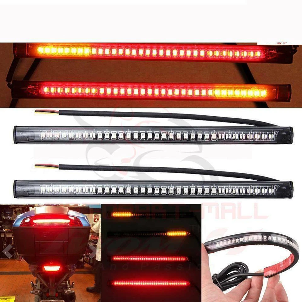 4 Light Strips Bar LED Tail Light License Brake Turn Signals ATV Motorcycle Cafe Foto 2 de 4