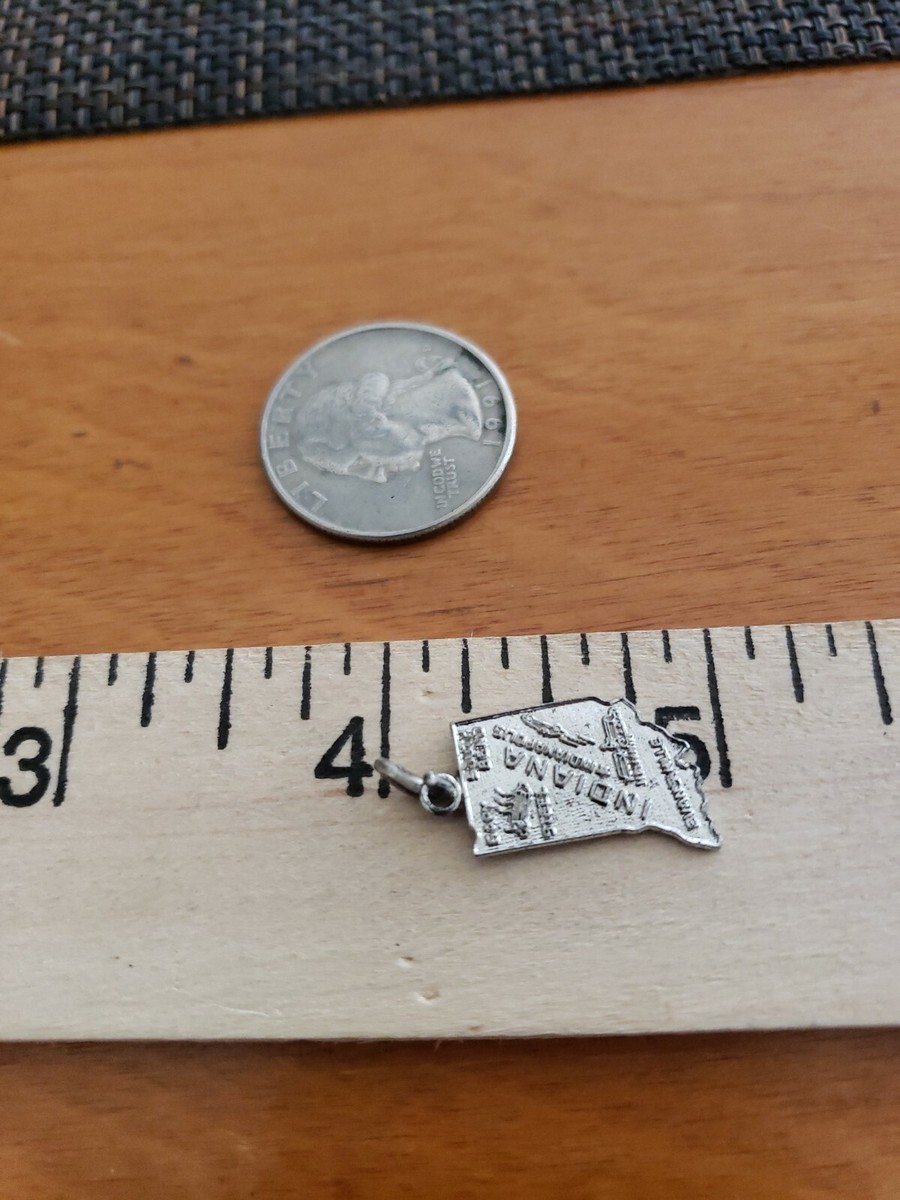 VINTAGE STERLING SILVER INDIANA STATE TRAVEL CHARM STAMPED STERLING View 2