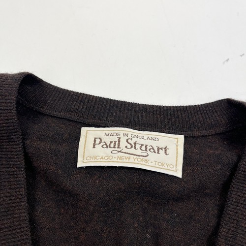 Paul Stuart Brown Sweater Vest Pullover Sz XL 100% Wool Made England Sleeveless - Picture 2 of 8