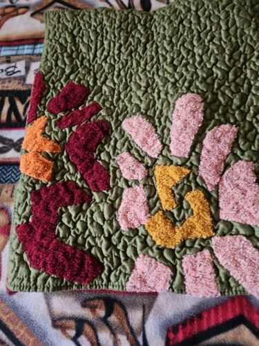 RARE CURIO Collection Super Soft 3 pc Bedspread Set Green With Chenille Pattern - Picture 15 of 18