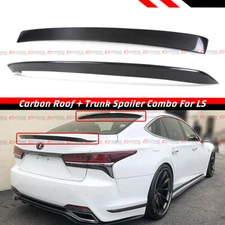 FOR 2018-21 LEXUS LS500 LS500H VIP STYLE CARBON FIBER ROOF + TRUNK SPOILER COMBO