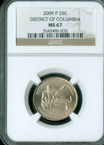 2009 P DISTRICT OF COLUMBIA QUARTER NGC MS67 PQ BUSINESS STRIKE FINEST GRADE *