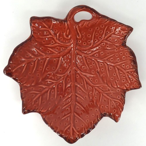 Maioliche Jessica Leaf Bowl Red Orange Coral Textured Serving Candy Dish Italy - Picture 11 of 16