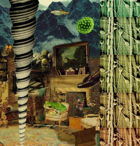 Sandy Sanders, "Goods on Earth", digital monoprint, 20" x 30" grommet pinable - Picture 3 of 5