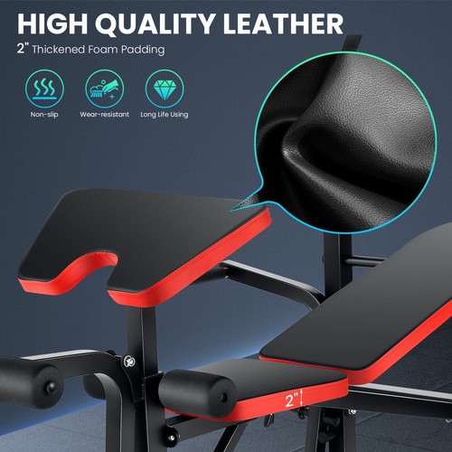 600lbs 6 in 1 Weight Bench Set with Squat Rack Adjustable Workout Bench Fitness - Picture 9 of 12