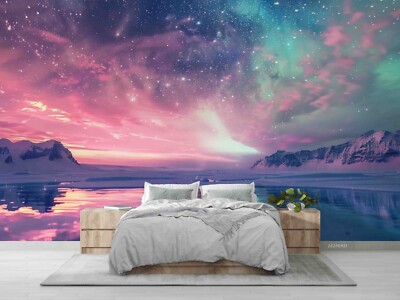 3D Lake Starry Sky Aurora Night Scene Self-adhesive Removable Wallpaper Murals