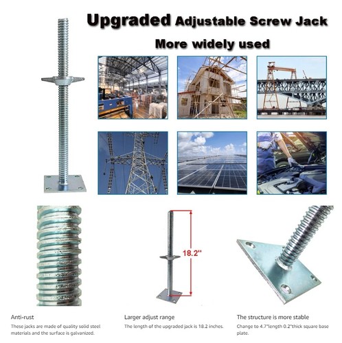 4pcs Leveling Hollow Screw Jack Set Scaffolding Plain Finish Top Support Rod - Picture 2 of 18
