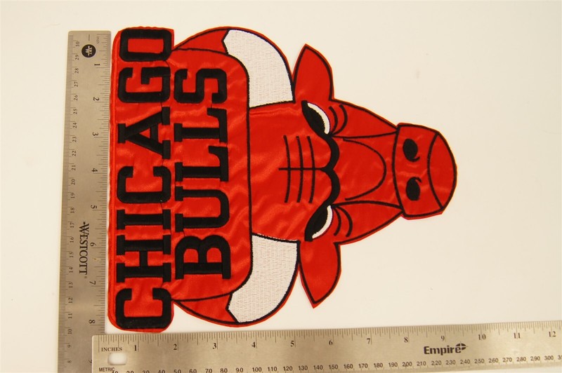 CHICAGO BULLS Red, White, & Black Team Logo Patch 9 1/2" Tall & 8 1/2" Wide 