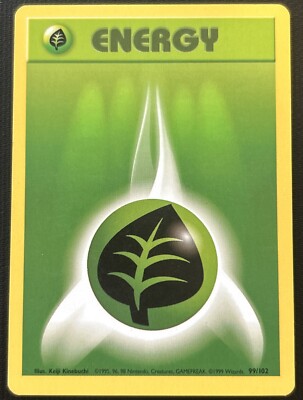 GRASS ENERGY - 99/102 - Base Set SHADOWLESS - Pokemon Card - MP