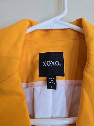 XOXO Jacket Womens Small Tangerine Short Single Breasted Blazer Gold Buttons NWT - Picture 14 of 14