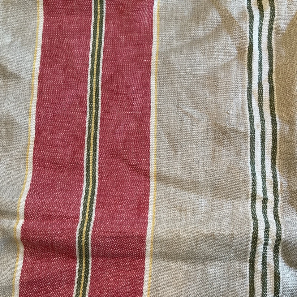 Pottery Pillow Cover Barn Riley Stripe 18x18 Red Tan 100% Linen Farmhouse Throw - Image 2 of 4