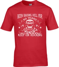60th Birthday Mens T-Shirt Raising Hell Heavy Rock Metal Funny Gift Idea Sixty