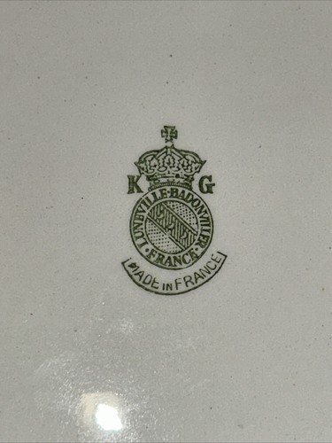 V1/ ASSIETTE PLATE SERVICE VINTAGE LUNEVILLE BADONVILLER KG FRANCE BLEU/FLEURS - Picture 4 of 8