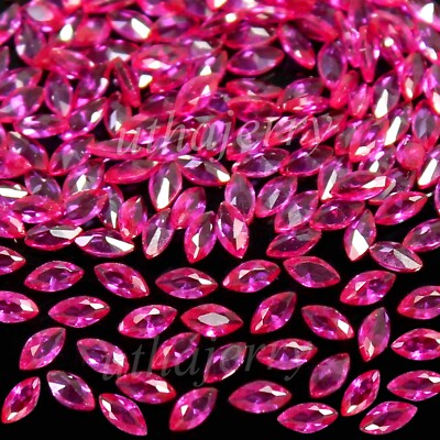 Natural Certified Mogok Red Ruby 3x2 MM Marquise Eye Clean Gemstone 100 Pcs Lot