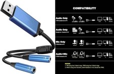 Adaptador USB a conector de audio dual de 3,5 mm, sonido est reo externo. neuvo.