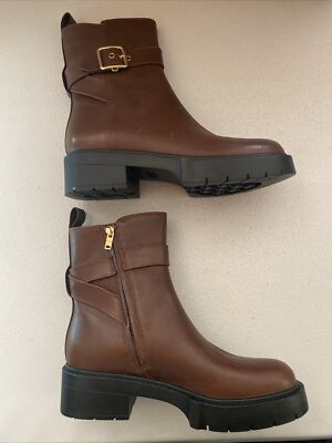 Coach Women's Lacey Leather Bootie, Size 9.5 B, Dark Saddle Coach Women's Lacey Leather Bootie, Size 9.5 B, Dark Saddle