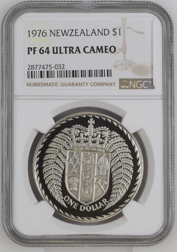 1976 New Zealand $1 NGC PF64 Nice