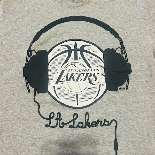 Los Angeles Lakers LA T-Shirt UNK Headphones RARE Kobe Bryant Gray L Large NBA - Image 3 of 4