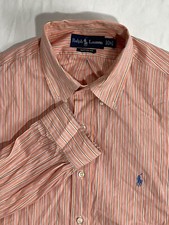 Ralph Lauren polo custom fit orange blue stripe men's long sleeve 17 Large