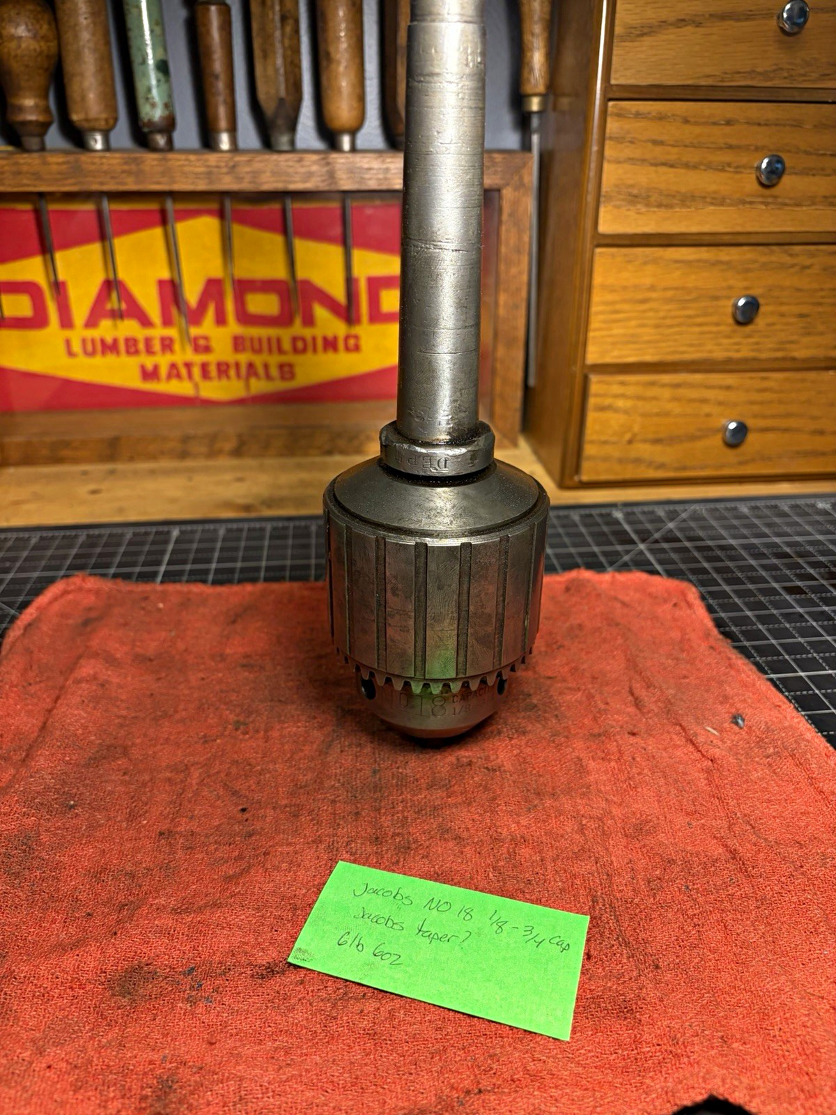 Jacobs No 18 Keyed Ball Bearing Drill Chuck, Tapered Mount, Jacob’s Taper?