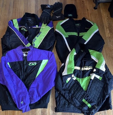 Artic Cat Snowmobile Gear Jacket Gloves Size XL and One Size Hat Like New Cond