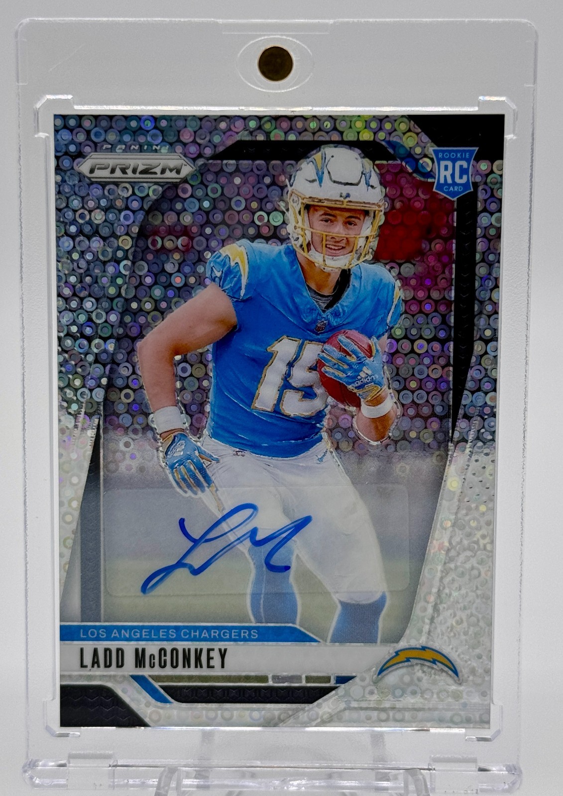 2024 Panini Prizm Ladd McConkey Rookie Auto No Huddle Prizm #365 Chargers