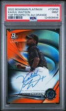 2022 BOWMAN PLATINUM TOP PROSPECTS AUTO-ORANGE #TOP98 KAHLIL WATSON 10/25 PSA 9