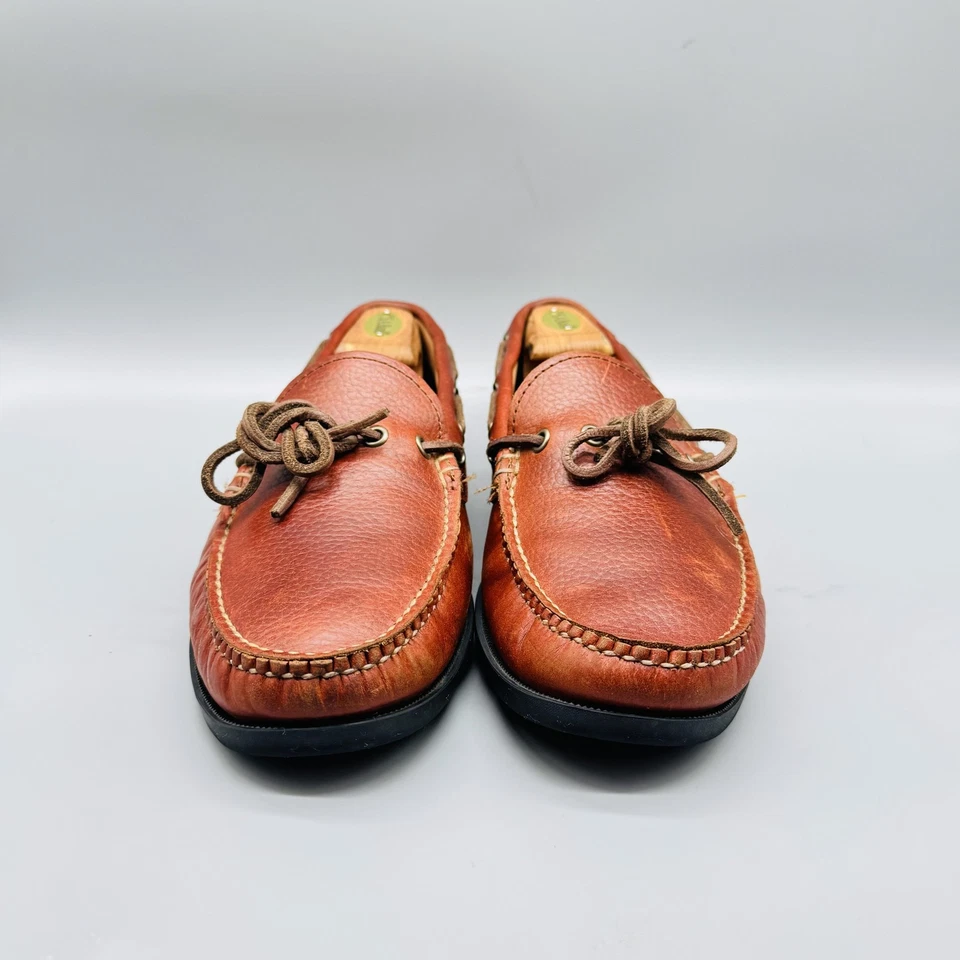 Quoddy Shoes Mens 10 Brown Leather Boat Camp Slip On Handsewn Moc Vibram Comfort - Image 3 of 4