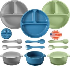 Juego de 12 cuencos de silicona con pajitas para beb s ni os peque os con plato