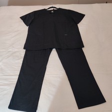 Dagacci Uniform Medical Unisex Set, Black 3 Pocket Top 5 Pocket Pants Size L