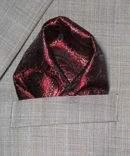 Gascoigne Pocket Square Red Black Metallic Paisley C9X Men's