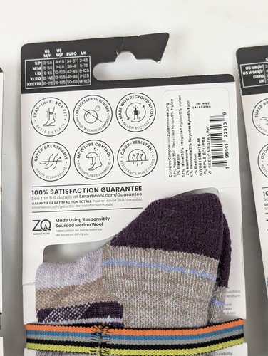 Confezione 3 Calzini Smartwool Donna Escursione Lana Merino Crew Taglia Med Colori Mix - Foto 8 di 9