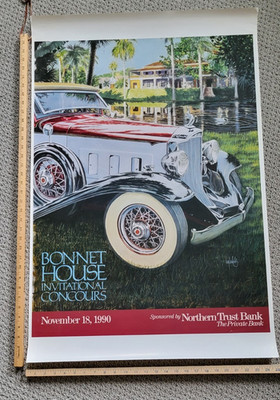 Bonnet House Concours Poster 1990 Packard Cadillac Pebble Beach MINT
