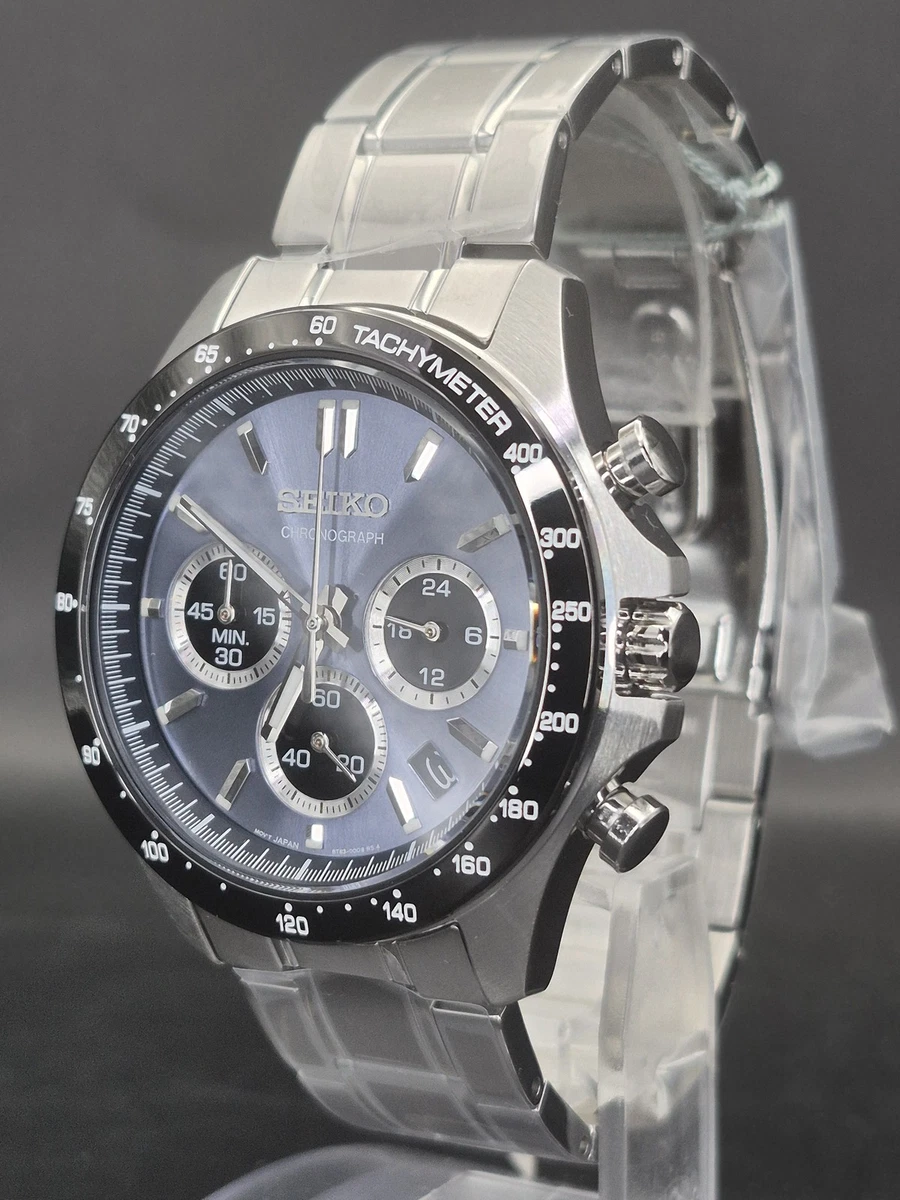 SEIKO Spirit SBTR027 Azul Gris Acero Inoxidable Cronógrafo Reloj Hombre Cuarz...