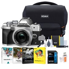 OM System OM-D E-M10 Mark IV Camera with 14-42mm EZ Lens Silver Bundle
