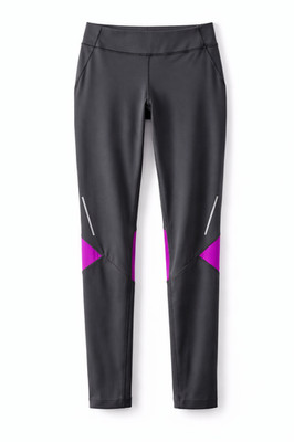 Hind Gray Purple Athletic Running Leggings Zip Pocket Stretch Training Pants M