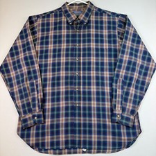 Pendleton Button Down Shirt Mens XL Blue Plaid Sir Pendleton Wool Made in USA