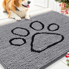 Dog Door Mat for Muddy Paws, Absorbent Dirt Trapper Non-Slip Washable Mat, Quick