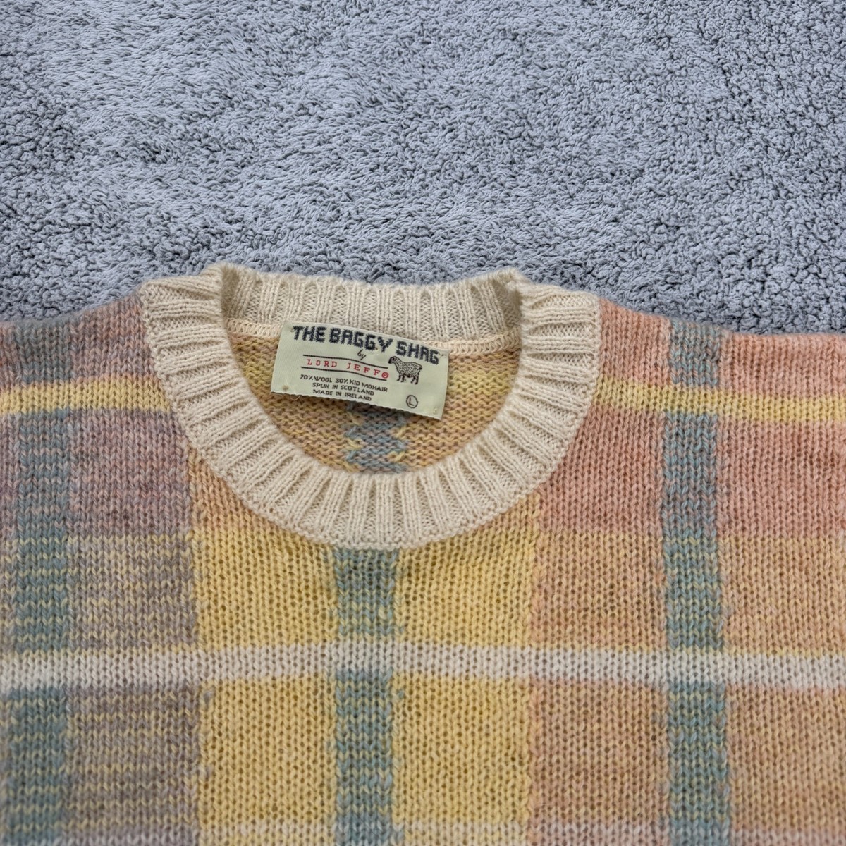 Vintage Lord Jeff The Baggy Shag Mohair Wool Sweater Mens Large 